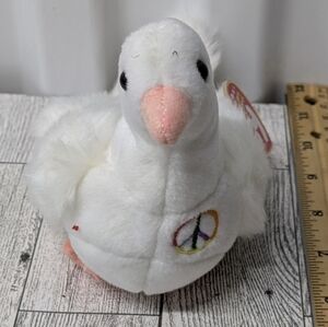 Serenity White Dove Plush with Peace Symbol